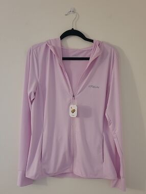 Women’s Light Pink Hooded Zip Jacket Sun Blocking UPF50+ Size XL